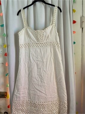 Bo’em White Eyelet Mini Dress with Spaghetti Straps